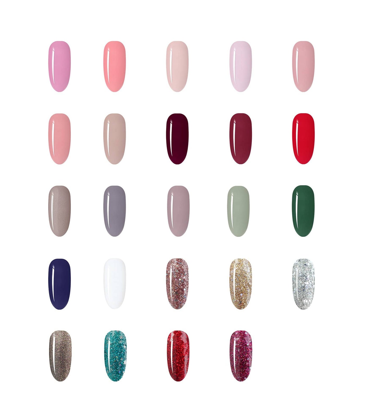 29 gel nail polish colours with base and top coat  100% Gel system Highly pigmented for easy coverage Up to 3 weeks lasting formula LED & UV curable Fast soak-off removal