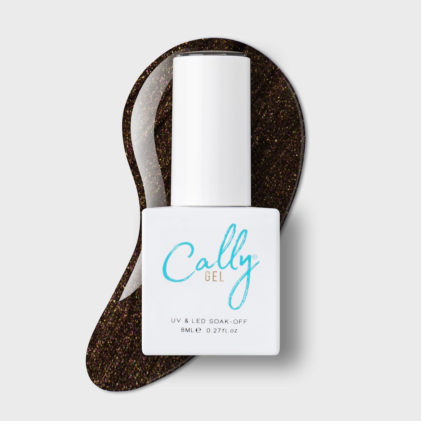 Chocolate Sparkle Cally Gel Nail Polish 8ml Bottle & with a Colour Sample