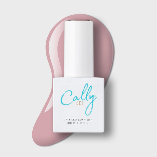 Dusty Rose Cally Gel Nail Polish 8ml Bottle and a Colour Sample