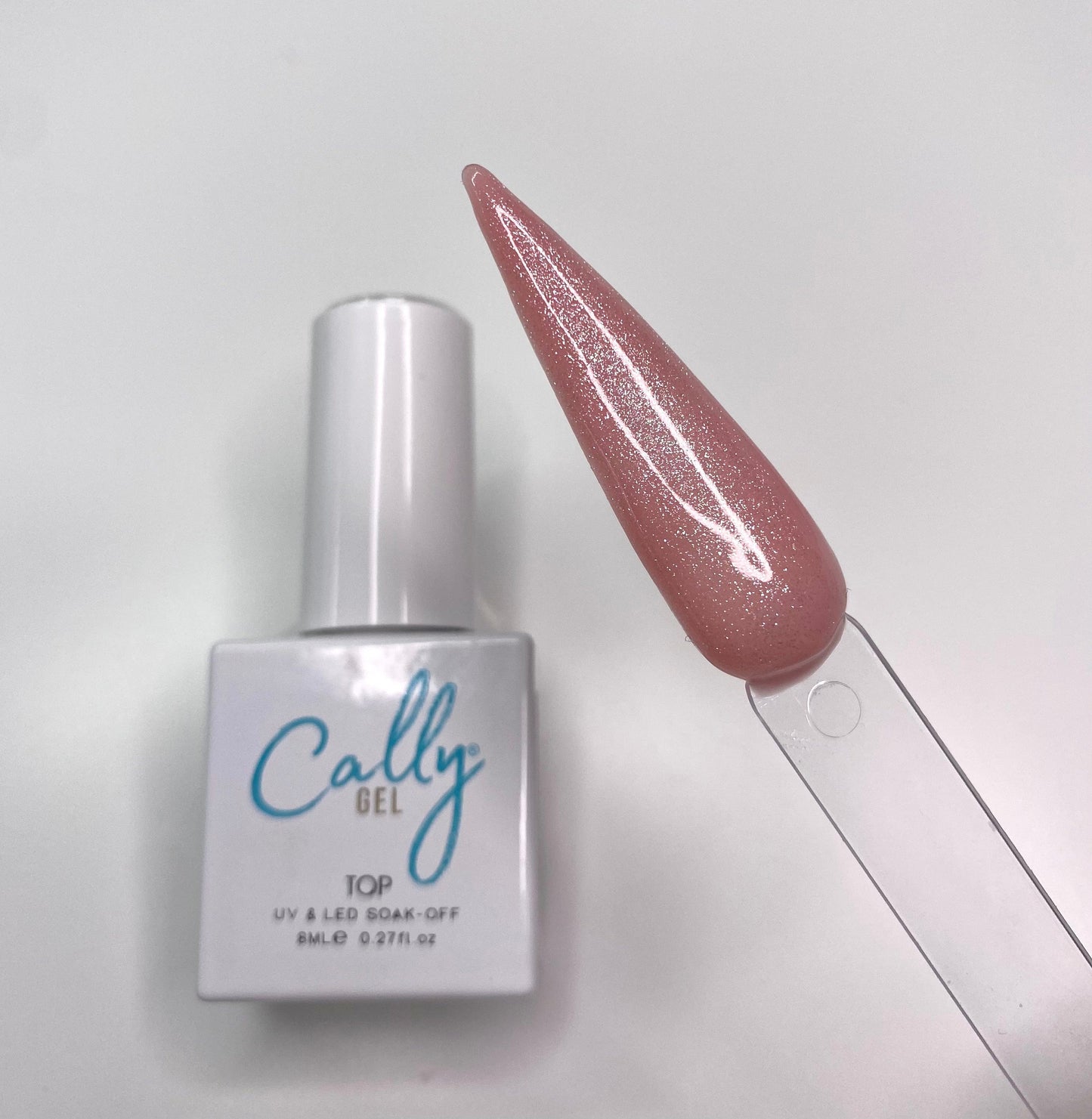 Galaxy Cally Gel Top Coat 8ml Bottle and Colour Sample