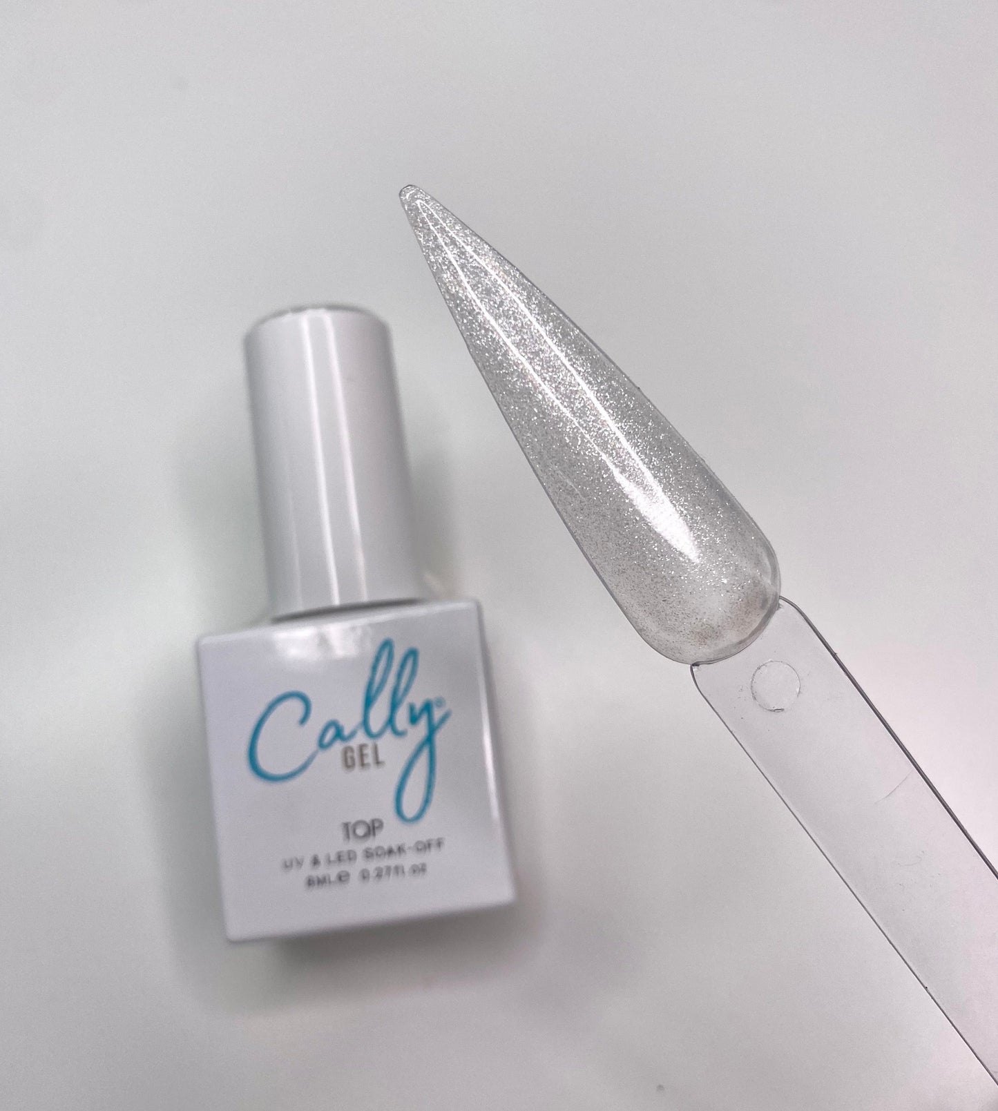 Galaxy Cally Gel Top Coat 8ml Bottle and Colour Sampler
